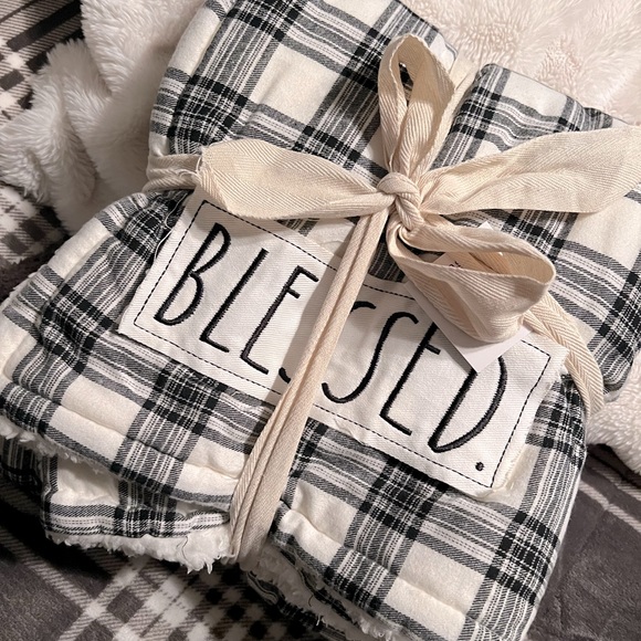 Rae Dunn Bedding Rae Dunn Blessed Plaid Sherpa Throw Blanket Poshmark